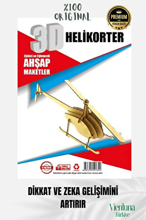 Yeni Sezon Eğitici Öğretici 3 Boyut Ahşap Puzzle Zeka Geliştirici Boyanabilir Oyun Maket Helikopter