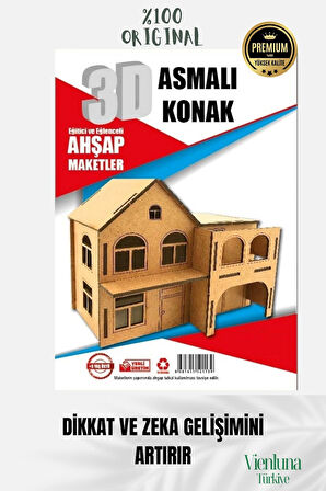 Yeni Sezon Eğitici Öğretici 3 Boyut Ahşap Zeka Geliştirici Boyanabilir Oyun Maket Asmalı Konak