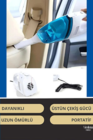 Premium Seri Dayanıklı 12v Uzatma Kablolu Yüksek Çekimli Araç Çakmaklık Girişli Oto Süpürgesi