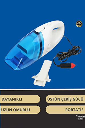 Premium Seri Dayanıklı 12v Uzatma Kablolu Yüksek Çekimli Araç Çakmaklık Girişli Oto Süpürgesi