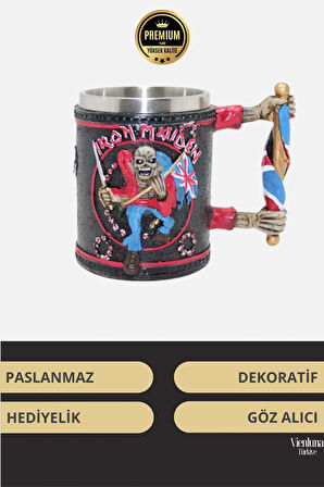 Deluxe Tasarım Dekoratif Estetik Armağan Sevgili Dost Paslanmaz Çelik Iron Maiden Kupa 12*15 cm