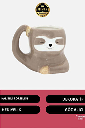 Deluxe Tasarım Dekoratif Estetik Armağan Sevgili Dost Arkadaş Porselen Koala Kupa 11*12 Cm