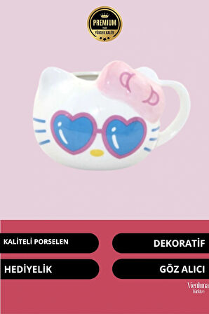 Deluxe Tasarım Dekoratif Estetik Armağan Sevgili Dost Aşk Arkadaş Porselen Hello Kitty Kupa Bardak