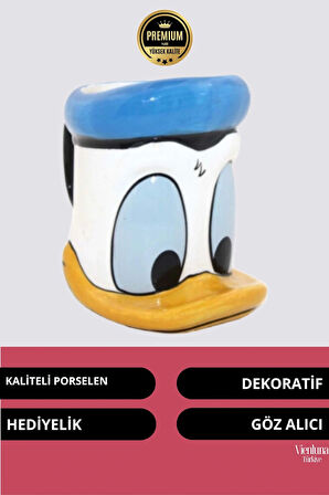 Deluxe Tasarım Dekoratif Estetik Armağan Sevgili Dost Aşk Arkadaş Porselen Daffy Duck Kupa Bardak