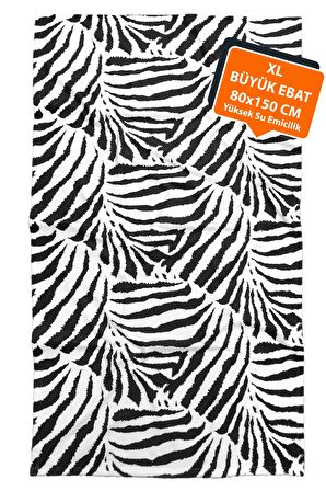 Plaj Havlusu Zebra Siyah 80x150 cm