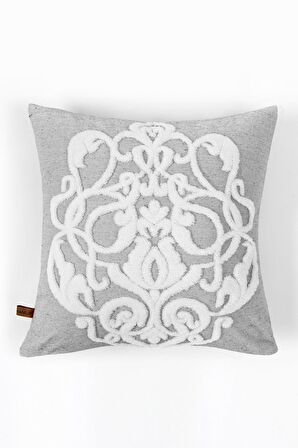 Jakarlı Kırlent 43x43 cm Damask Gri