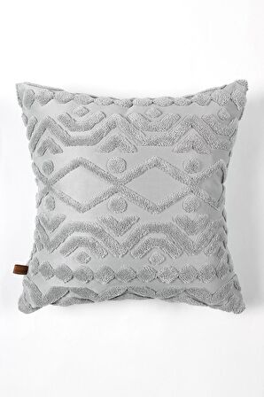 Jakarlı Kırlent 43x43 cm Letta Gri