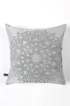 Jakarlı Kırlent 43x43 cm Pretty Gri