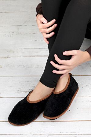 Kışlık Ev Patiği PTK-771 Siyah Büyük Beden