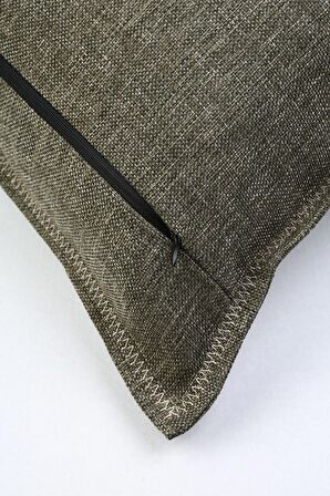 Etnik Vintage İşlemeli Dokuma Kırlent Kılıfı Boho Frame Haki