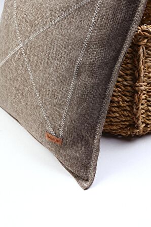 Etnik Vintage İşlemeli Dokuma Kırlent Kılıfı Boho Nordik Kahve