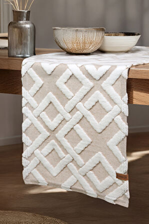 Jakarlı Masa Runner Mila Bej