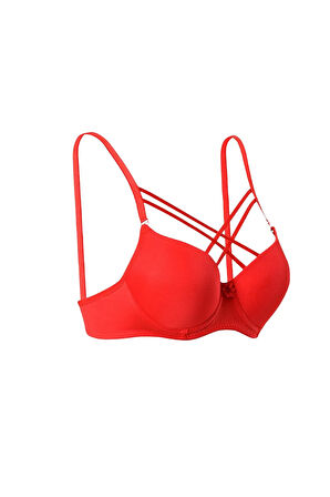 Destekli Dolgulu Dekolteli Bralet Sütyen Kırmızı