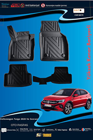 Volkswagen Taigo 2020 Ve Sonrasi için 5,5D Carbon Style Havuzlu Paspas - TPE Malzeme
