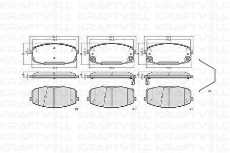 Kia Fren Balatası On Hyundaı İ30 07-12 Kia Ceed 07-12 Carens 02-06 (130*58*18) - Kraftvoll 07010408