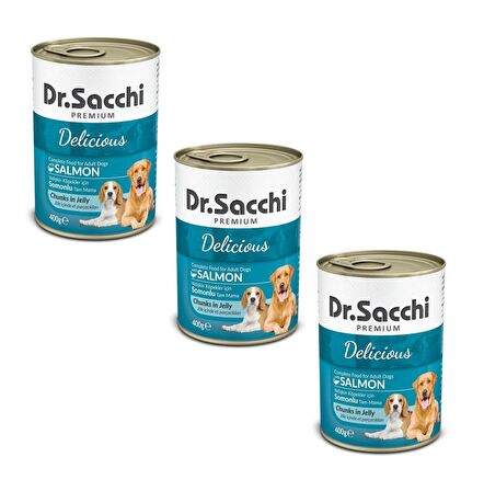 Dr. Sacchi Somonlu Büyük Irk Yetişkin Yaş Köpek Maması 3x400 gr