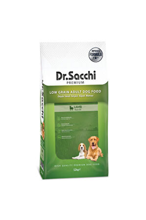 Dr.Sacchi Premium Düşük Tahıllı Kuzu Etli Yetişkin Köpek Maması 12 Kg