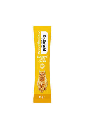 Dr.Sacchi Creamy Snack Chicken&Liver Sıvı Kedi Ödülü 14G