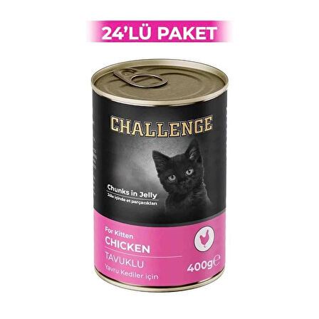 Challenge Tavuklu Yavru Kedi Konservesi 400 g (24 Adet)
