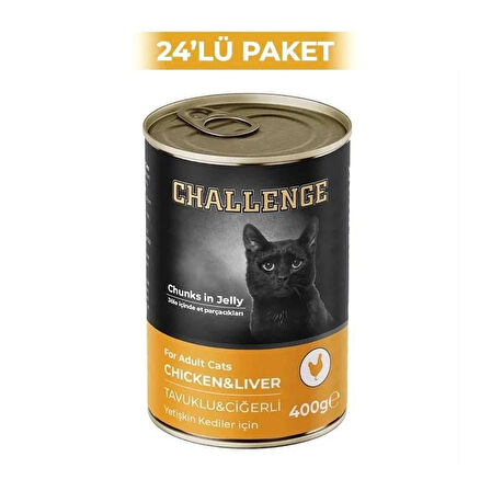 Challenge Tavuklu ve Ciğerli Kedi Konservesi 400 g (24 Adet)