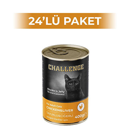 Challenge Tavuklu Ciğerli Yetişkin Kedi Konservesi 400 gr 24 Adet