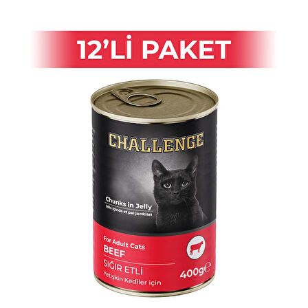 Challenge Sığır Etli Yetişkin Kedi Konservesi 400 gr 12 Adet