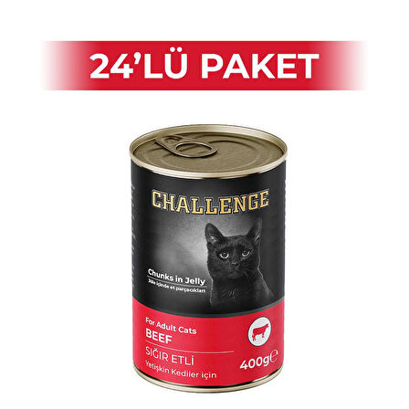 Challenge Sığır Etli Yetişkin Kedi Konservesi 400 gr 24 Adet