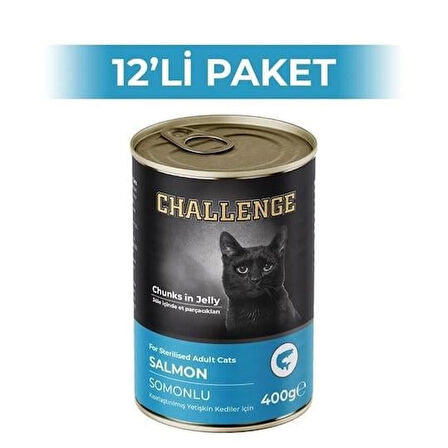 Challenge Somonlu Kısırlaştırılmış Kedi Konservesi 400 g (12 Adet)