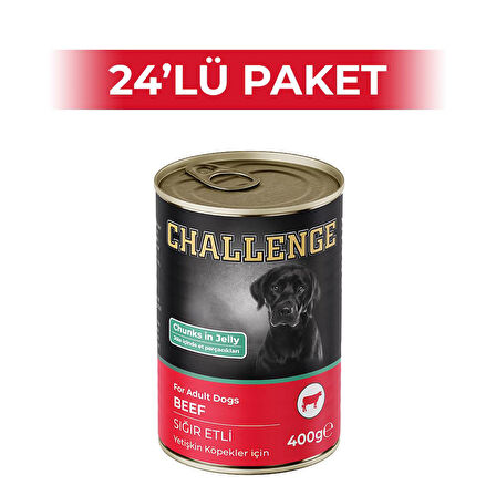 Challenge Sığır Etli Yetişkin Köpek Konservesi 400 gr 24 Adet