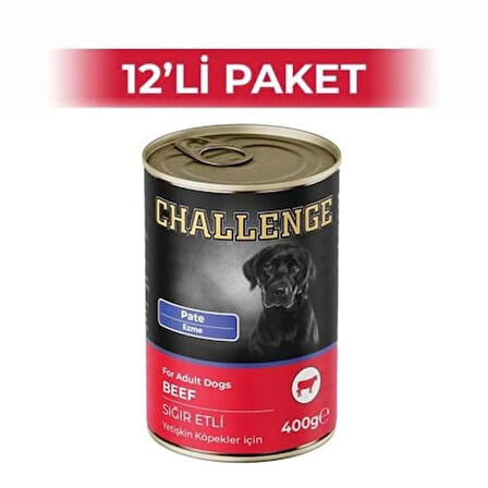 Challenge Sığır Etli Pate Köpek Konservesi 400 g (12 Adet)