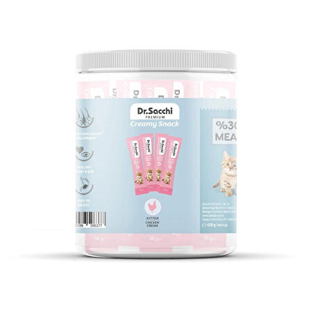 Dr Sacchi Creamy Snack Tavuklu Krema Yavru Kedi Ödülü 30'lu Kavanoz