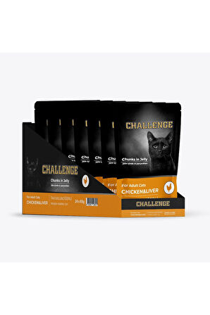 Pouch Challenge Tavuklu Ciğerli Yetişkin Kedi Yaş Mama 85grx24ad