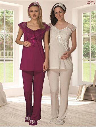 MECİT 1613 Hamile Lohusa ASILI DANTELLİ LOHUSA PİJAMASI