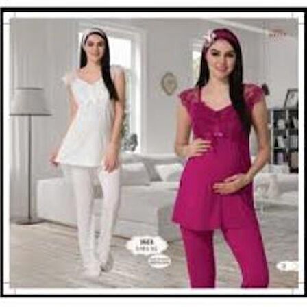MECİT 1613 Hamile Lohusa ASILI DANTELLİ LOHUSA PİJAMASI