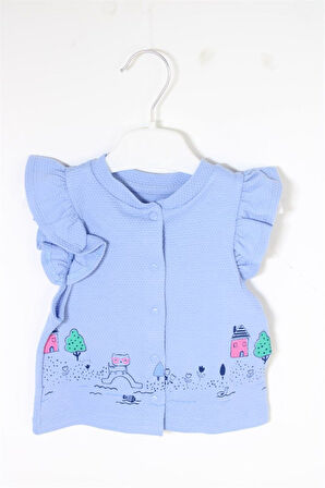 Baby 3016 Kız Bebek Kolları Fırfırlı Yelek