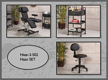 Hazır Set Hisar-3 Koltuk-Sehpa-Sandalye-Siyah | LaborTech-Hisar3S02