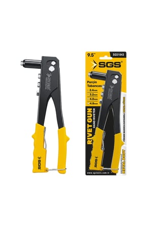 SGS 1043 Profesyonel Perçin Tabancası Seti 9.5" 4 Farklı Başlık ve 30 Yedek Perçin
