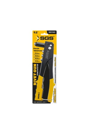 SGS 1043 Profesyonel Perçin Tabancası Seti 9.5" 4 Farklı Başlık ve 30 Yedek Perçin