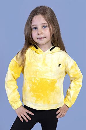 Toontoy Kız Çocuk Batik Desenli Kapüşonlu Sweatshirt