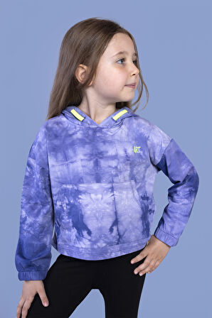 Toontoy Kız Çocuk Batik Desenli Kapüşonlu Sweatshirt