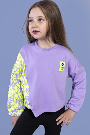 Toontoy Kız Çocuk Garni Detaylı Baskılı Sweatshirt