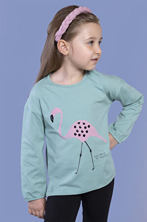 Toontoy Kız Çocuk Flamingo Baskılı Tişört