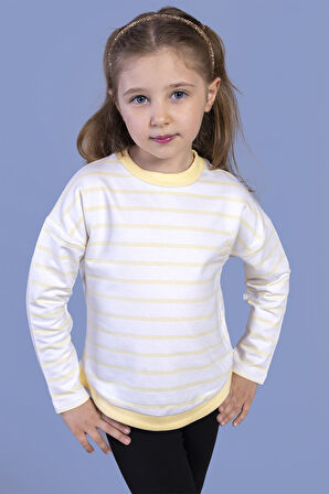 Toontoy Kız Çocuk Çizgili Sweatshirt