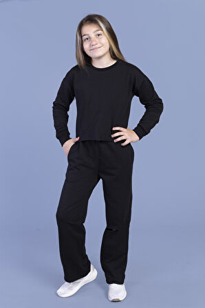 Toontoy Kız Çocuk Dizi Yırtmaç Detaylı Eşofman Takımı