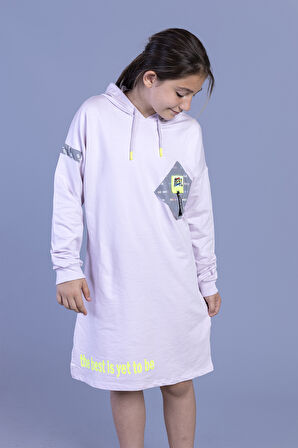 Toontoy Kız Çocuk Düşük Kol Baskılı Elbise