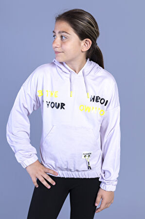 Toontoy Kız Çocuk  Kanguru Cepli Baskılı Sweatshirt