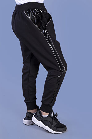 Toontoy Unisex Çocuk Fermuar Detaylı Deri Görünümlü Eşofman Alt