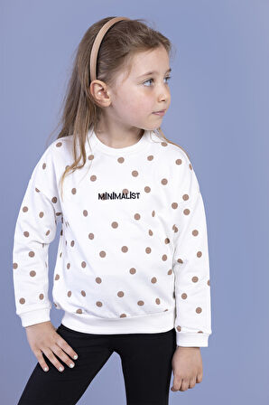 Toontoy Kız Çocuk Puantiye Desenli Sweatshirt