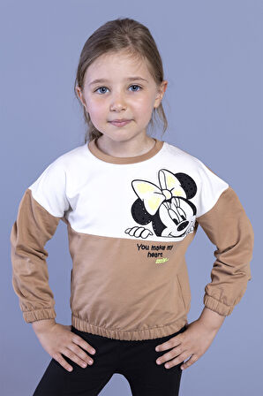 Toontoy Kız Çocuk Garnili Baskılı Sweatshirt