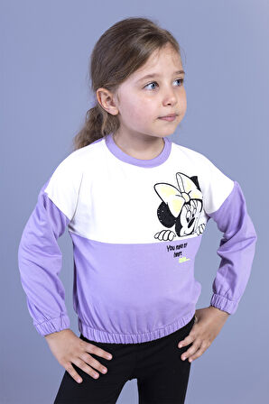 Toontoy Kız Çocuk Garnili Baskılı Sweatshirt